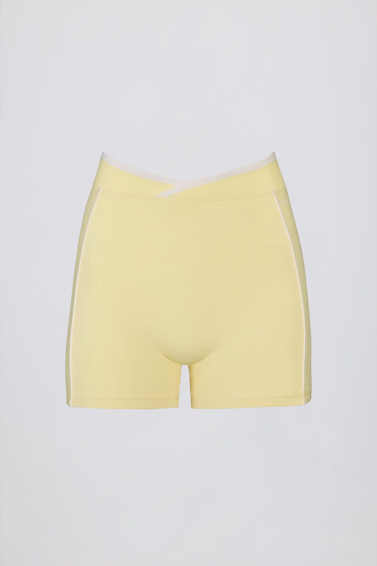 Soft Active Wrapover Contrast Mini Shorts in Soft Yellow