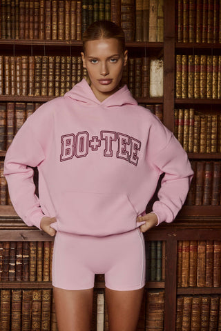 Appliqué Oversized Hoodie in Powder Pink