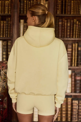 Appliqué Oversized Hoodie in Soft Yellow