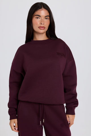 Oversized Crew-Neck Jumper in Burgundy