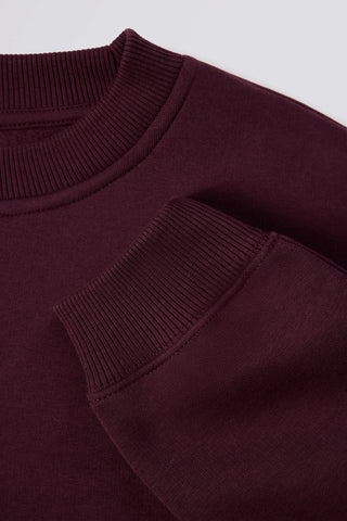 Oversized Crew-Neck Jumper in Burgundy