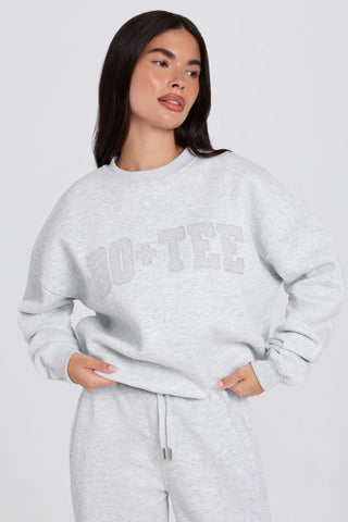 Oversized Crew-Neck Jumper in Grey Marl