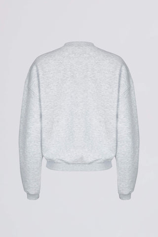 Oversized Crew-Neck Jumper in Grey Marl