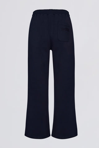 Premium Brushed Jersey Wide-Leg Joggers in Classic Navy