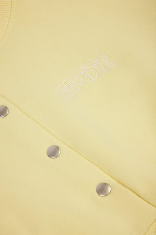 Premium Brushed Jersey Button-Up Cropped Cardigan in Soft Yellow