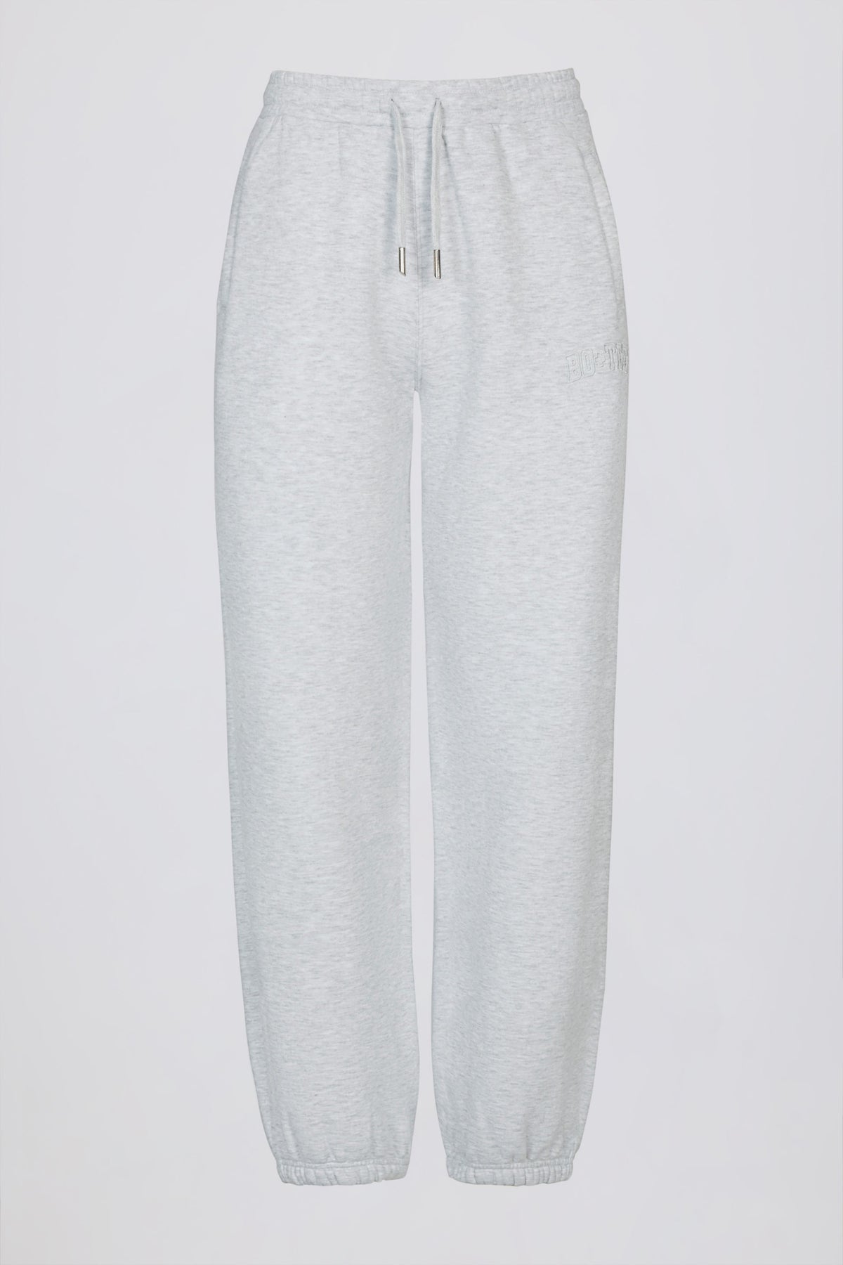 Brushed Cotton Jersey Mid-Rise Relaxed Joggers in Grey Marl