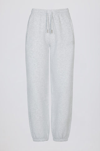 Brushed Cotton Jersey Mid-Rise Relaxed Joggers in Grey Marl