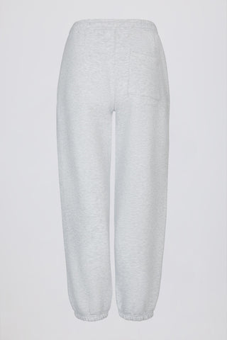 Brushed Cotton Jersey Mid-Rise Relaxed Joggers in Grey Marl