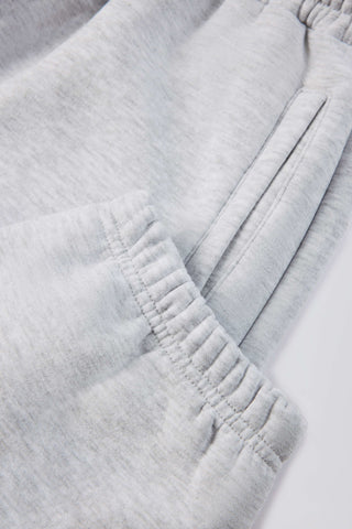 Brushed Cotton Jersey Mid-Rise Relaxed Joggers in Grey Marl