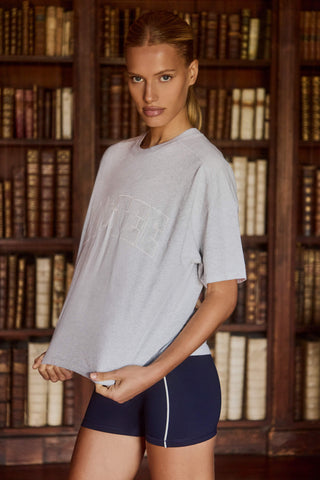 Oversized Cotton-Jersey T-Shirt in Grey Marl