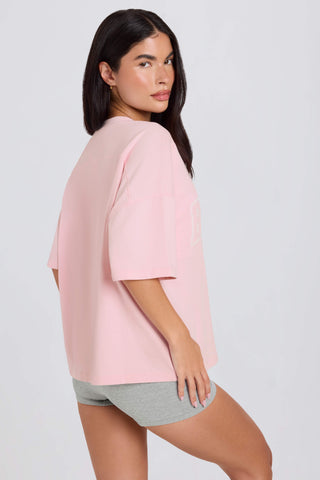 Oversized Cotton-Jersey T-Shirt in Powder Pink