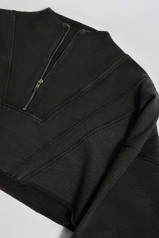 Cotton Jersey Acid Wash Cropped Sweatshirt  in Ash