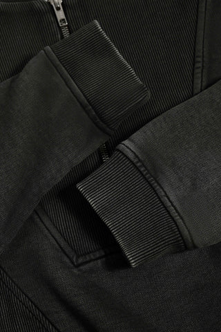 Cotton Jersey Acid Wash Cropped Sweatshirt  in Ash