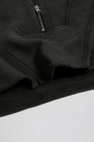 Cotton Jersey Acid Wash Cropped Sweatshirt  in Ash