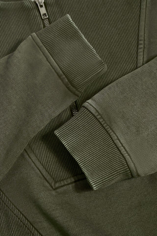 Cotton Jersey Acid Wash Cropped Sweatshirt in Light Green