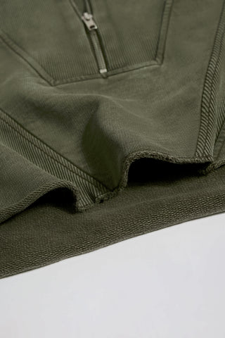 Cotton Jersey Acid Wash Cropped Sweatshirt in Light Green