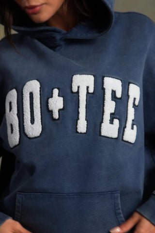 Soft Cotton Jersey Acid Wash Oversized Hoodie in Blue