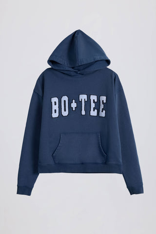 Soft Cotton Jersey Acid Wash Oversized Hoodie in Blue