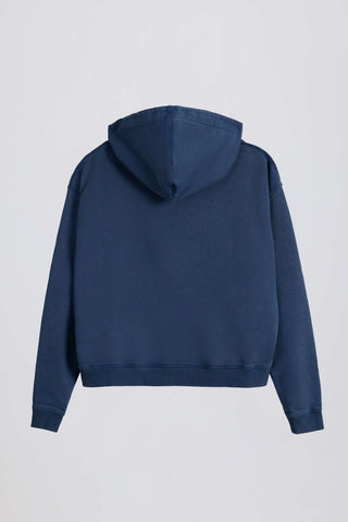 Soft Cotton Jersey Acid Wash Oversized Hoodie in Blue