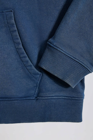 Soft Cotton Jersey Acid Wash Oversized Hoodie in Blue