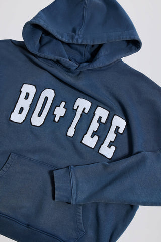 Soft Cotton Jersey Acid Wash Oversized Hoodie in Blue