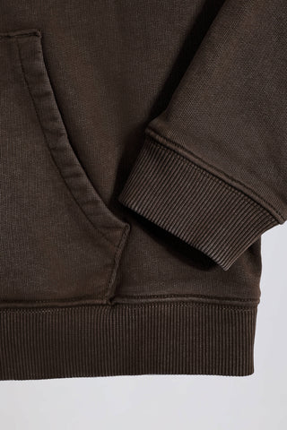 Soft Cotton Jersey Acid Wash Oversized Hoodie in Brown