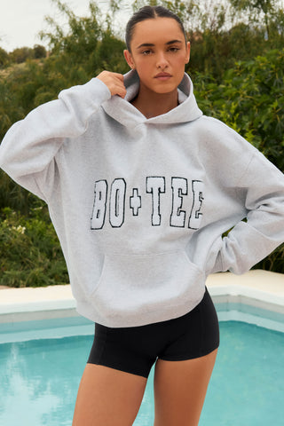 Soft Cotton Jersey Acid Wash Oversized Hoodie in Heather Grey