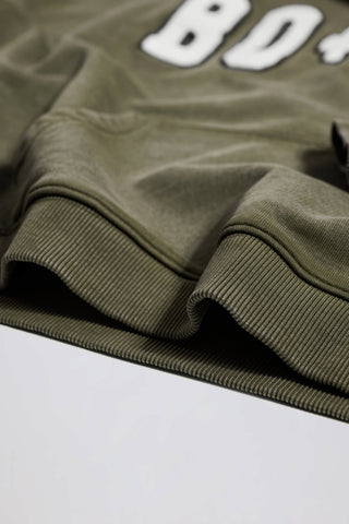 Soft Cotton Jersey Acid Wash Oversized Hoodie in Light Green