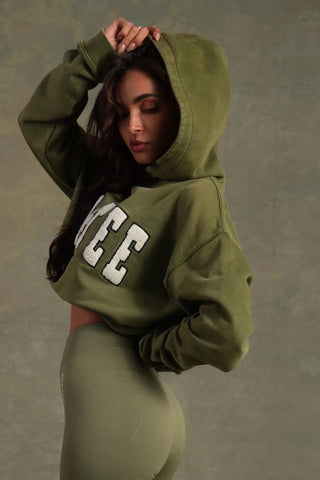 Soft Cotton Jersey Acid Wash Oversized Hoodie in Light Green