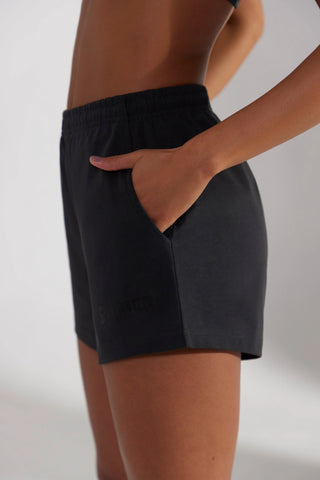 Straight Sweat Shorts in Black