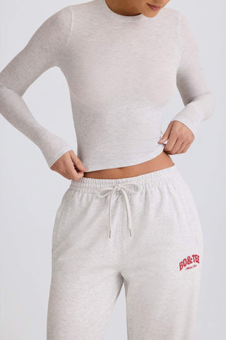 Ribbed Modal Long-Sleeve Top in Grey Marl