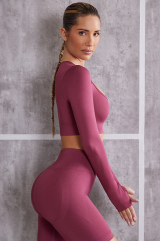 Long Sleeve Crop Top in Rose