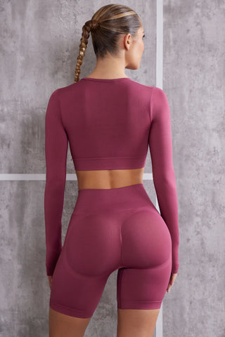 Long Sleeve Crop Top in Rose