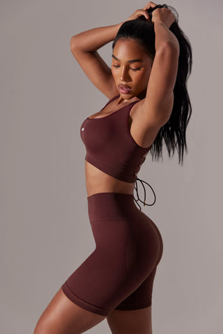 High Waist Super Sculpt Biker Shorts in Burgundy