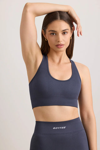 FlexiRib Racerback Sports Bra in Indigo Slate
