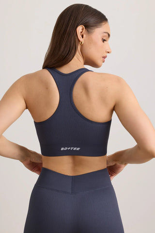 FlexiRib Racerback Sports Bra in Indigo Slate
