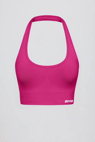 Define Luxe Halterneck Sports Bra in Berry