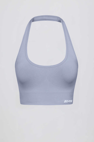 Define Luxe Halterneck Sports Bra in Blue Grey