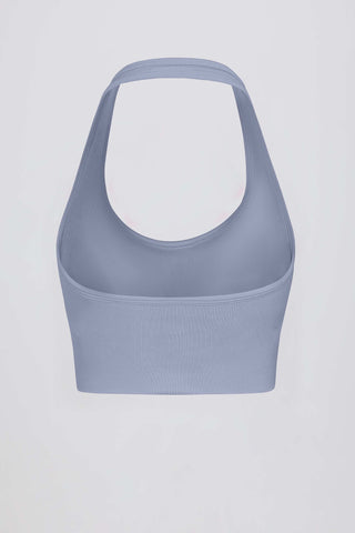Define Luxe Halterneck Sports Bra in Blue Grey