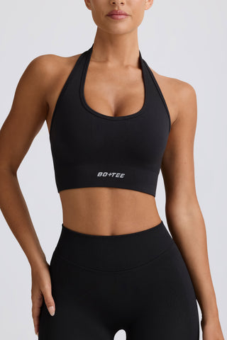 Define Luxe Halterneck Sports Bra in Black
