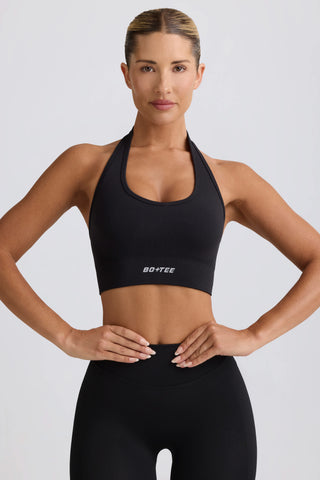 Define Luxe Halterneck Sports Bra in Black