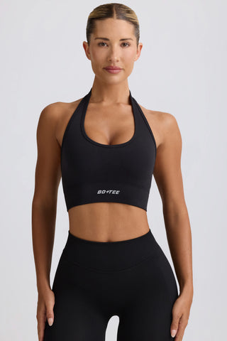 Define Luxe Halterneck Sports Bra in Black