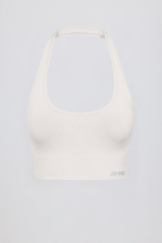 Define Luxe Halterneck Sports Bra in White