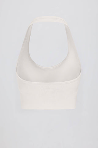 Define Luxe Halterneck Sports Bra in White