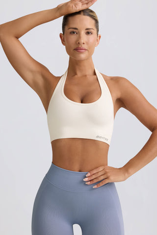 Define Luxe Halterneck Sports Bra in White