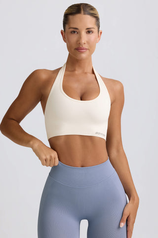 Define Luxe Halterneck Sports Bra in White