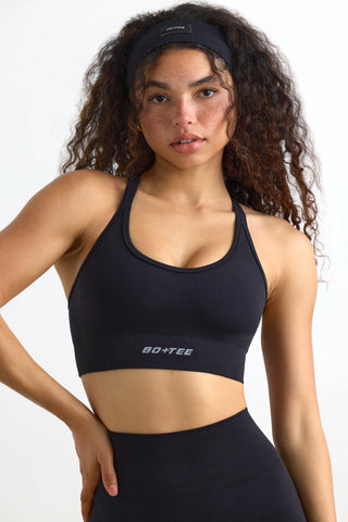 Strappy Define Luxe Sports Bra in Black