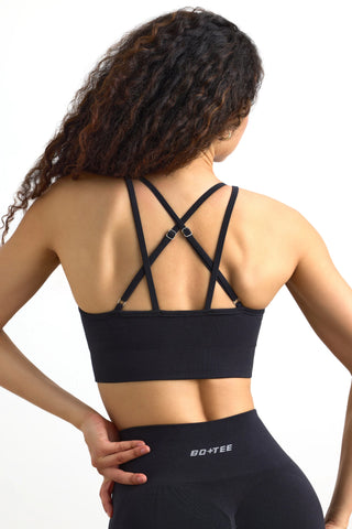 Strappy Define Luxe Sports Bra in Black