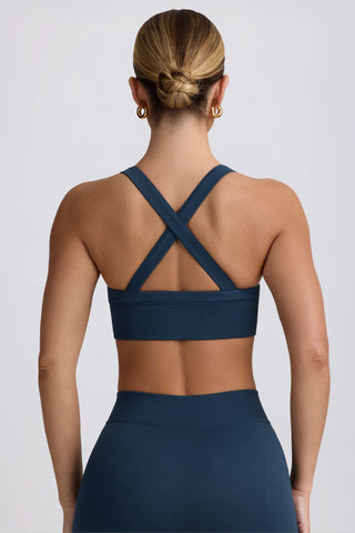 Super Sculpt Seamless Cross-Back Sports Bra in Blue