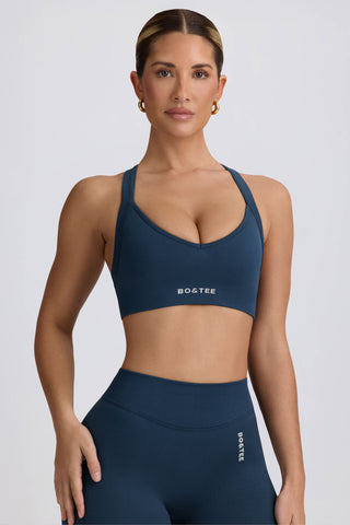 Super Sculpt Seamless Cross-Back Sports Bra in Blue